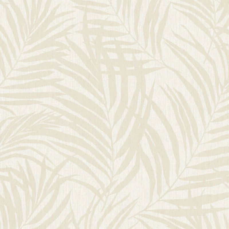Image of Grandeco Maui Palm Frond Leaf Textured Wallpaper, Neutral