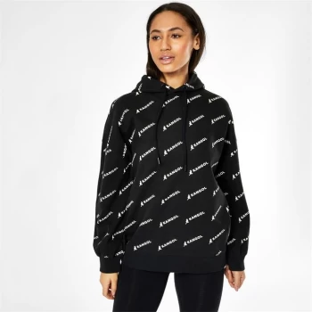 image of Kangol All Over Print Hoodie Ladies - Black AOP