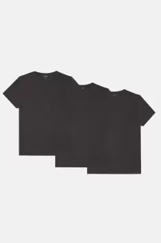 image of Mens 3 Pack Charcoal Crew Neck T-Shirts