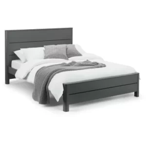 image of Sally Grey Wooden Bed 5ft Kingsize 150 x 200