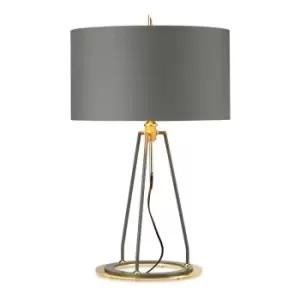 Image of Table Lamp Grey with Metallic Gold Lining Shade Dark Grey Gold LED E27 60W
