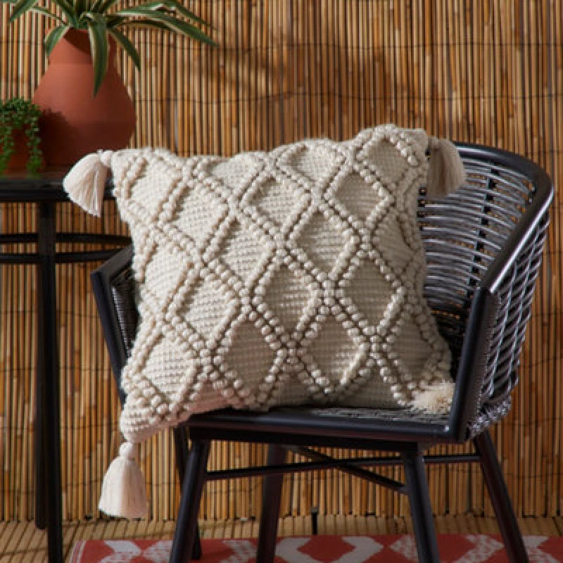 Image of Drift Home Alda Outdoor Filled Cushion 43cm x 43cm Natural