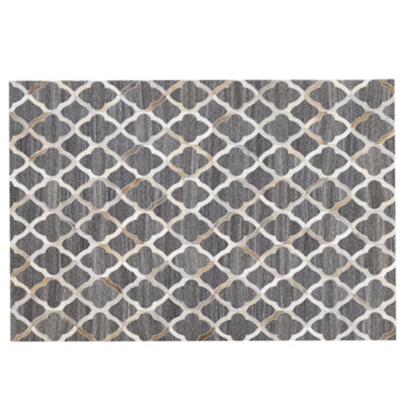 Image of Beliani Rug Rolunay Dark Grey 160 X 230 Cm Leather