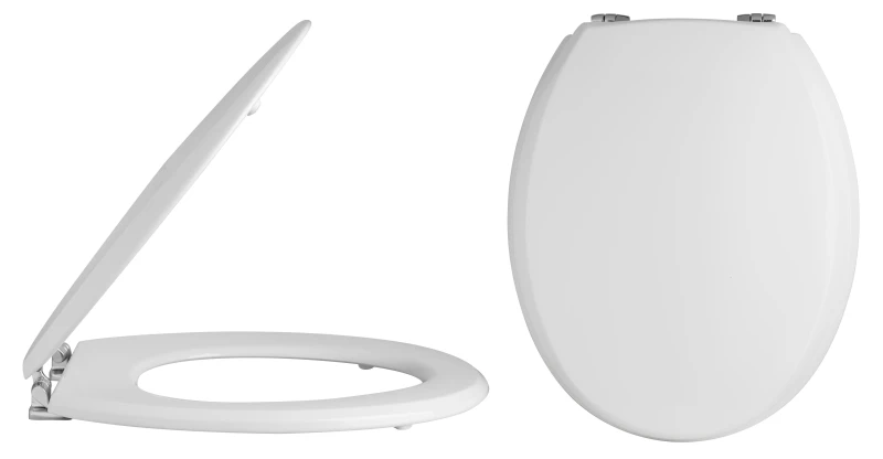 Image of Balterley Traditional Wooden Bottom Fix with Chrome Hinges - White White