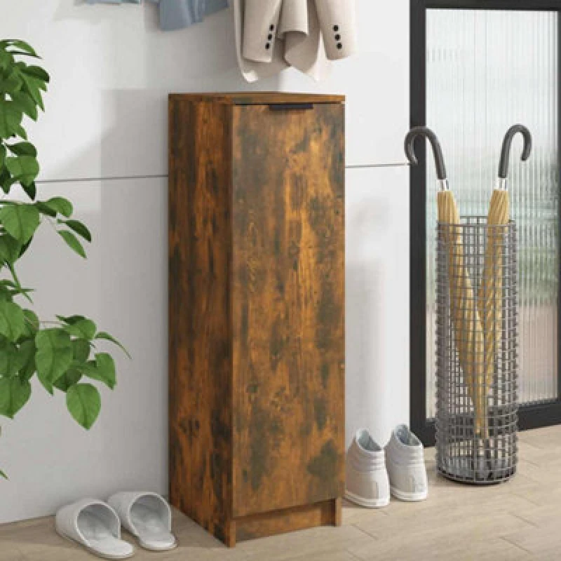 Image of Vidaxl Shoe Cabinet Smoked Oak 30X35X100 Cm Engineered Wood