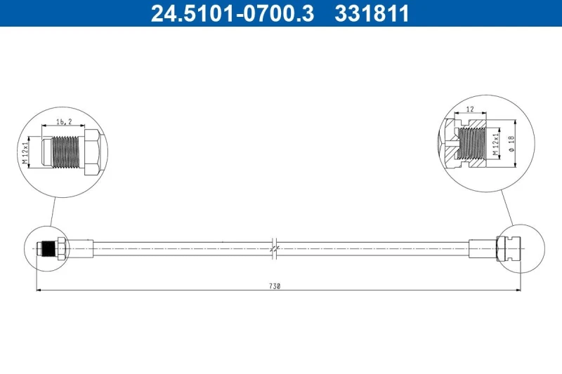 Image of Brake hose ATE 24.5101-0700.3