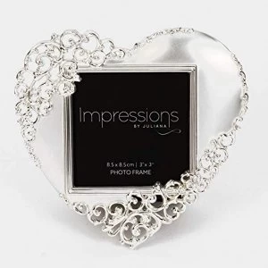 image of 3" x 3" - Impressions Silver Plated Ornate Heart Photo Frame