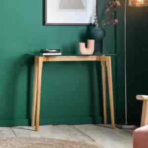 Image of Brea Console Table, Glass Light Wood