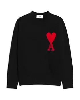 image of Ami Logo Intarsia Crewneck Sweater