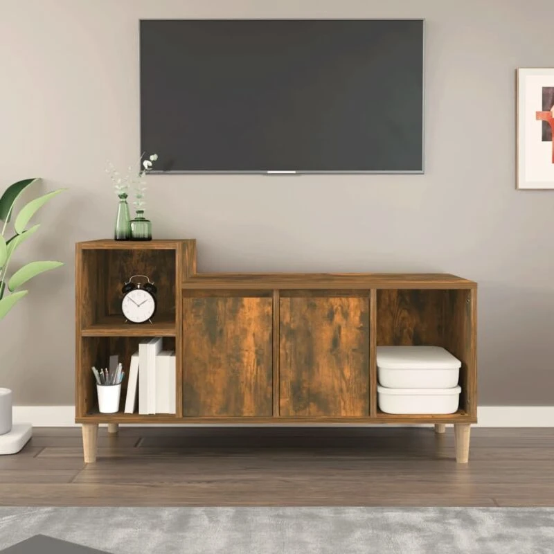 Image of Vidaxl TV Cabinet Smoked Oak 100X35X55cm Engineered Wood, Brown 821177