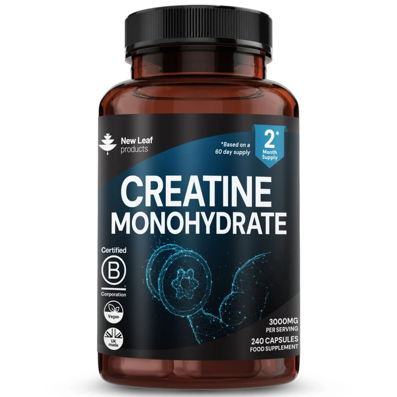 Image of New leaf health Creatine Monohydrate Tablets 3000mg - Gym Workout Supplement Blue unisex
