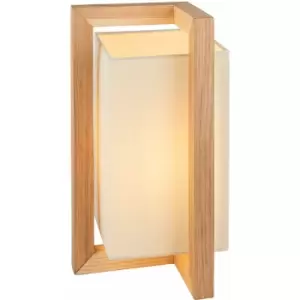 Image of Ashwood Framed Table Lamp & Vintage Ivory Fabric Shade - Wooden Side Desk Light