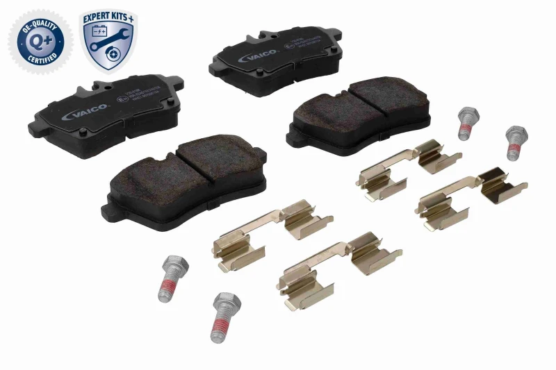 Image of VAICO V30-8186 Brake pad set Front Axle, excl. wear warning contact, without accessories, Q+, original equipment manufacturer quality Brake Pad Set,d
