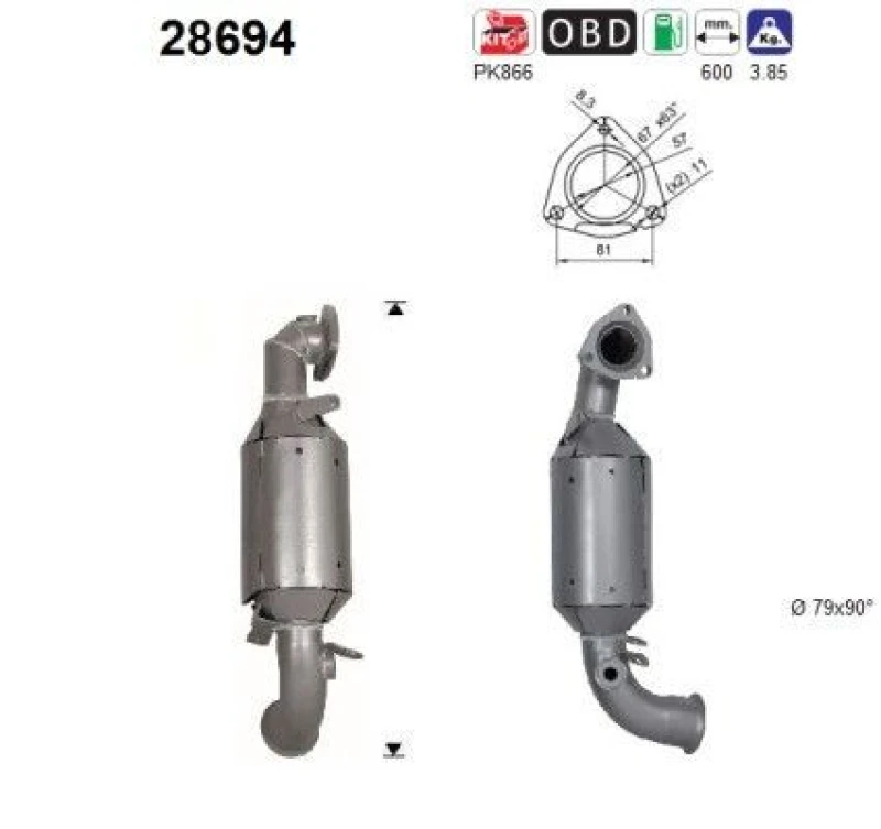 Image of AS Catalytic converter AS 28694