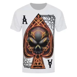 Image of Grindstore Mens Ace Of Spades T-Shirt (L) (White/Black/Orange)