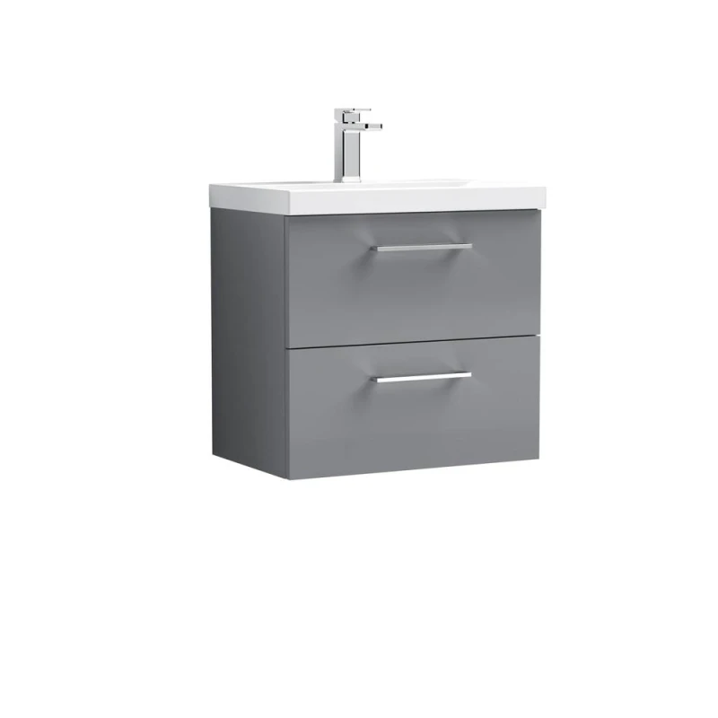 Image of Balterley Bathroom 2 Soft Close Drawer, Wall Hung Vanity Unit, Satin Grey, 600mm in Grey Grey Unisex