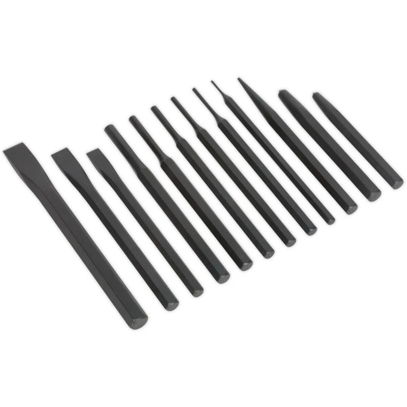 Image of Loops 12 Piece Punch & Chisel Set - Hardened & Tempered - Corrosion Resistant Metallics