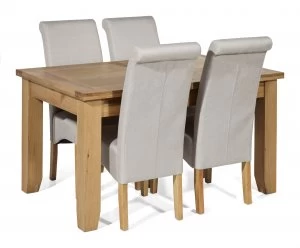 image of Linea Rustic Extending Dining Table 4 Chairs Brown