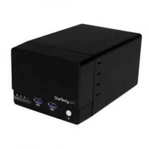 image of StarTech.com USB 3.0 Dual 3.5" SATA III Hard Drive RAID Enclosure with Fast Charge USB Hub & UASP