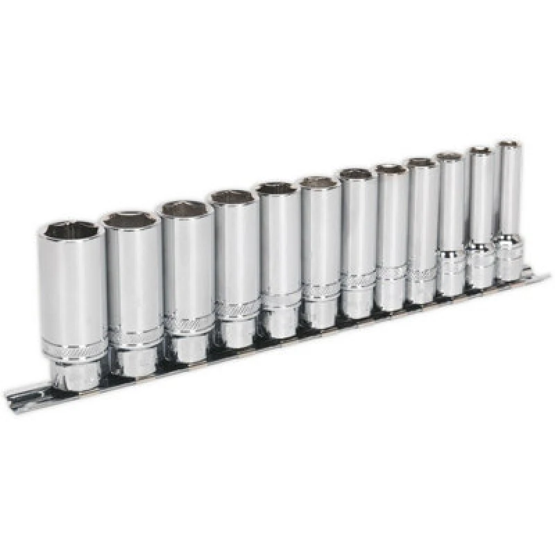 Image of Loops 12 PACK DEEP Socket Set 3/8" Metric Square Drive - 6 Point LOCK-ON Rounded Heads Multi