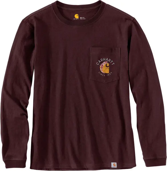Image of Carhartt Workwear Graphic Ladies Long Sleeve Shirt, red, Size XS for Women