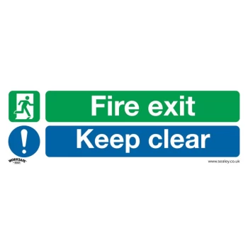 Image of Safety Sign - Fire Exit Keep Clear (Lg) - Plast - Pack of 10