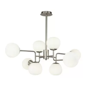 Image of Erich Globe Ceiling Pendant Lamp Nickel, 8 Light, E14