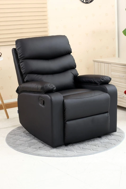 Image of More4Homes Ashby Leather Recliner Armchair Sofa Home Lounge Chair Black
