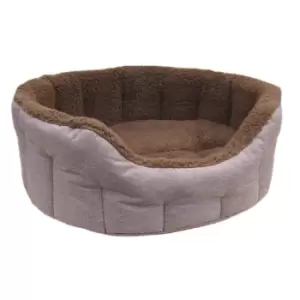 Image of P&l Superior Pet Beds Ltd Large Drop Fronted Bolster Style Pet Bed - Light Brown & Mushroom