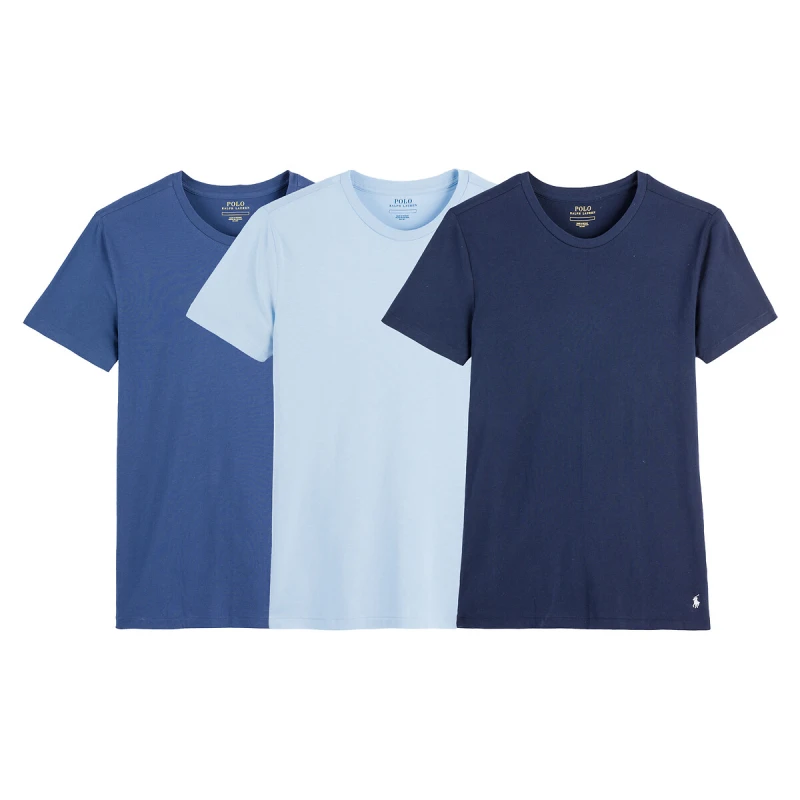 Image of Polo Ralph Lauren Three-Pack Cotton-Jersey Undershirts - M Blue Tops male 714830304019 M