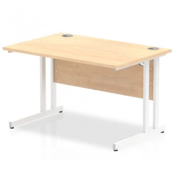 image of Trexus Rectangular Desk White Cantilever Leg 1200x800mm Maple Ref