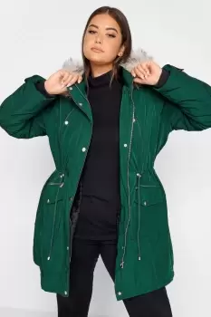 Image of Faux Fur Trim Hooded Parka Coat
