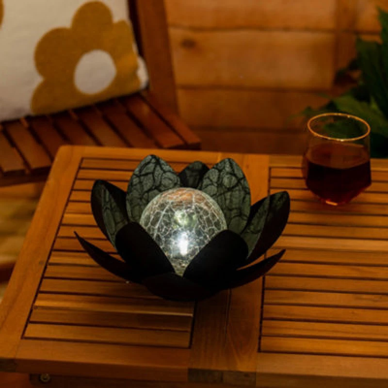 Image of ValueLights ValueLights Waterlily Solar Powered Outdoor Lotus Flower Decoration Garden Light in Black One Size Unisex 5016529270799