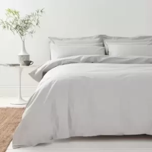 image of Bianca 100% Organic Cotton 200 Thread Count Duvet Cover Set, Silver, Double