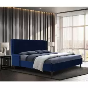 Image of Envisage Trade - Shanaya Upholstered Beds - Plush Velvet, King Size Frame, Blue - Blue