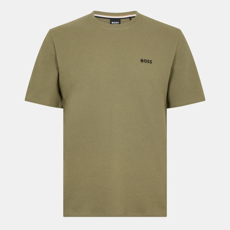 Image of Boss Mens Waffle T-Shirt, Structured Design Open Green 349 male S