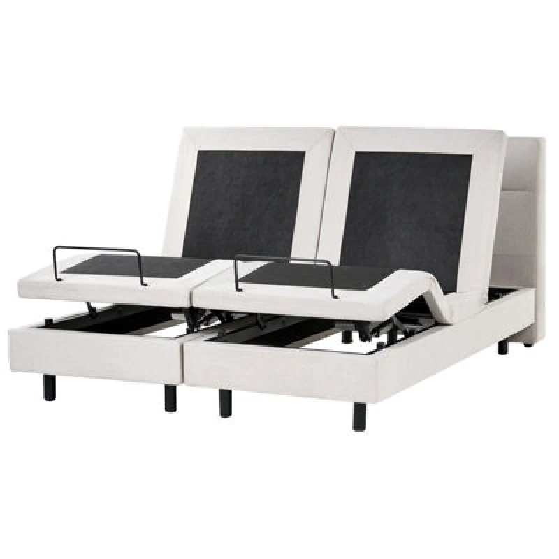 Image of Beliani Adjustable Bed Fabric Viceroy 160 X 200 Cm (Eu King Size) Light Beige