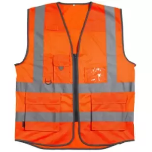 image of Warrior Unisex Adult Executive Mesh Hi-Vis Vest (3XL) (Fluorescent Orange)