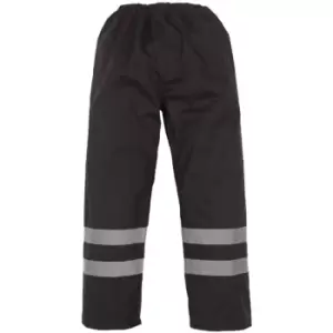 image of Yoko Mens Hi-Vis Waterproof Contractor Over Trousers (2XL) (Black) - Black