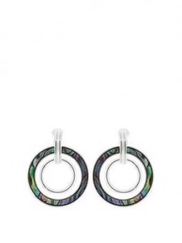 image of Mood Silver Plated Abalone Circle Drop Earrings