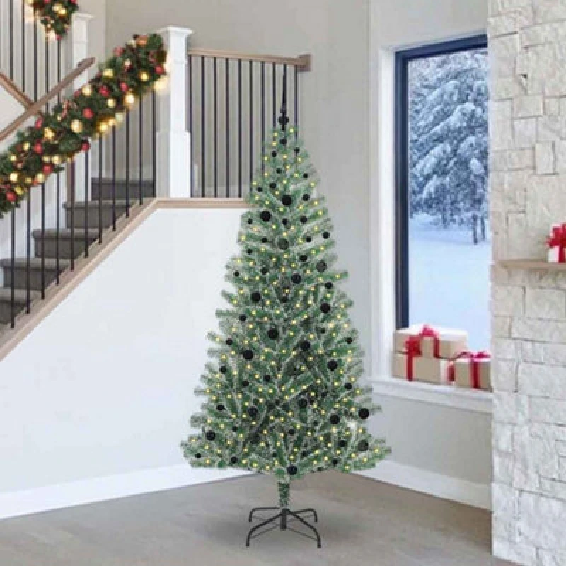 Image of Vidaxl Artificial Christmas Tree Snow Flocked With LED Light 240 Cm
