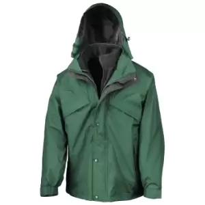 Image of Result Mens 3 In 1 Zip And Clip StormDri Waterproof Windproof Jacket (2XL) (Bottle Green)