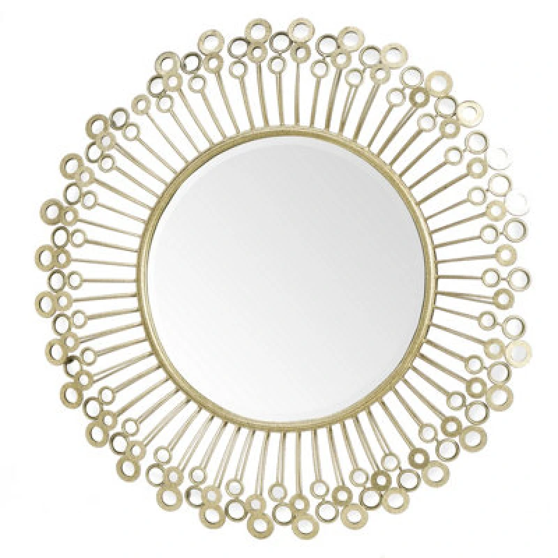 Image of Orsina Distinctive Mirrored Disc Detail Wall Mirror, Decorative Circle Framed Mirror, 97X97Cm Statement Mirror
