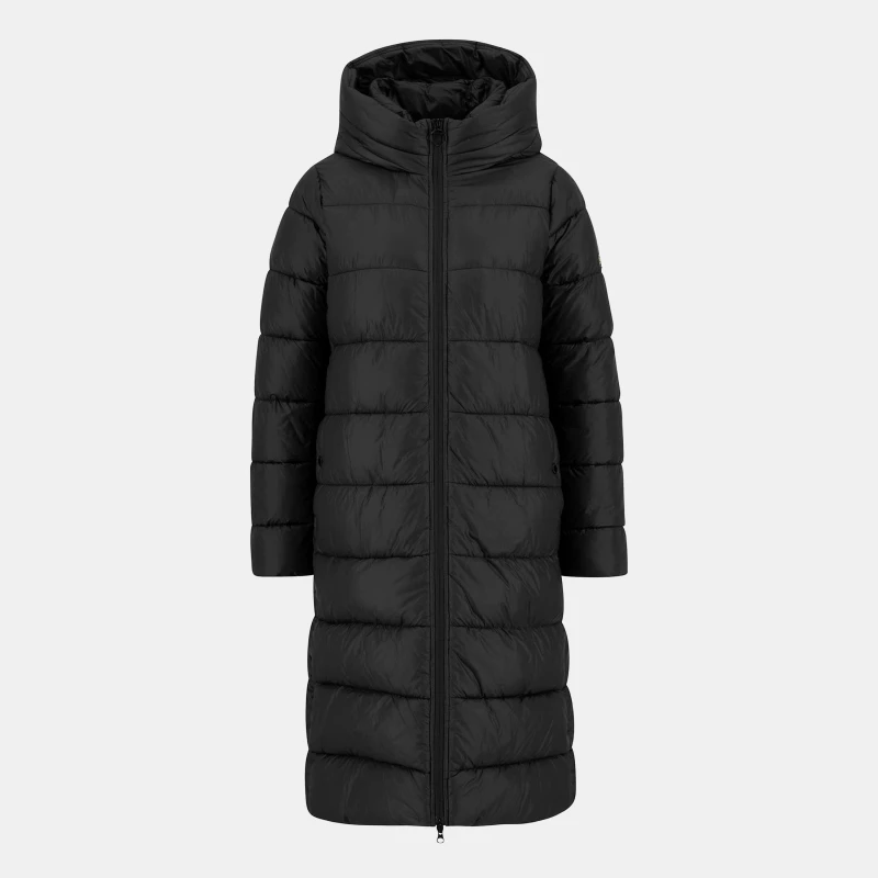 Image of Barbour International Womens Olivios Lightweight Hooded Long Puffer Jacket Black female 18 (2XL)