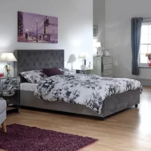 image of Utah Fabric Ottoman Bed Grey