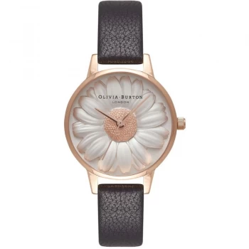 image of 3D Daisy Silver Rose Gold & Black Watch