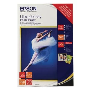 Image of Epson Ultra Glossy Photo Paper 10 x 15cm Pack of 20 C13S041926