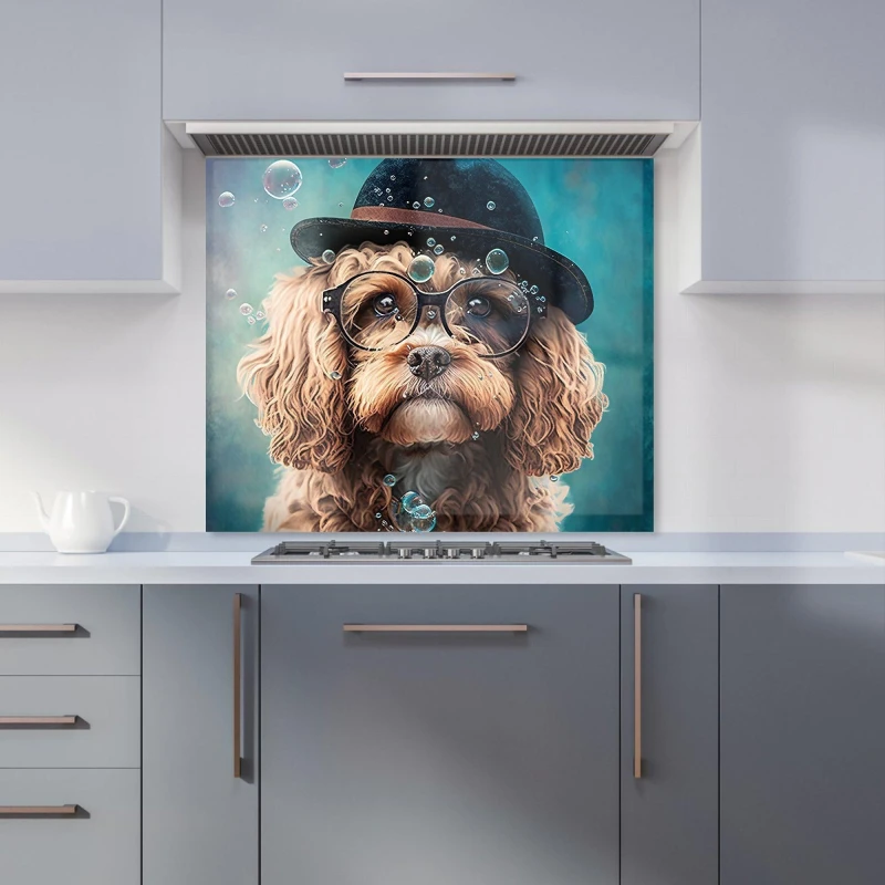 Image of Warren Reed - Designer Cavapoo Dog Splashart Kitchen Splashback Size: 700mm x 650mm Multicolor Unisex 700mm x 650mm