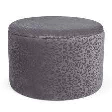 image of Grey Animal Print Storage Footstool