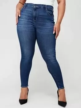 Image of Levis Plus 720 Plus Hi Rise Super Skinny - Love Song Dark - Blue Size 16, Inside Leg Short, Women
